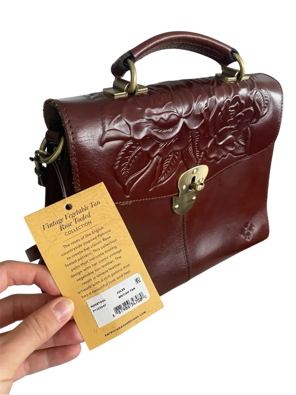 Patricia Nash Leather Brailes Portfolio Satchel British Tan style P1123347 NWT